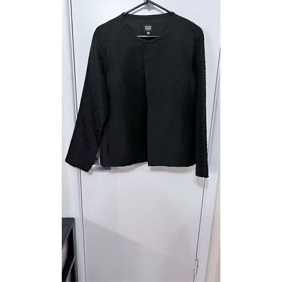 Eileen Fisher Womens Silk Textured Magnetic Closure Jacket Black Petite Sz Small - Picture 3 of 13